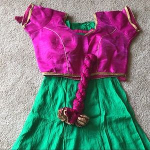 Green and pink chaniya choli